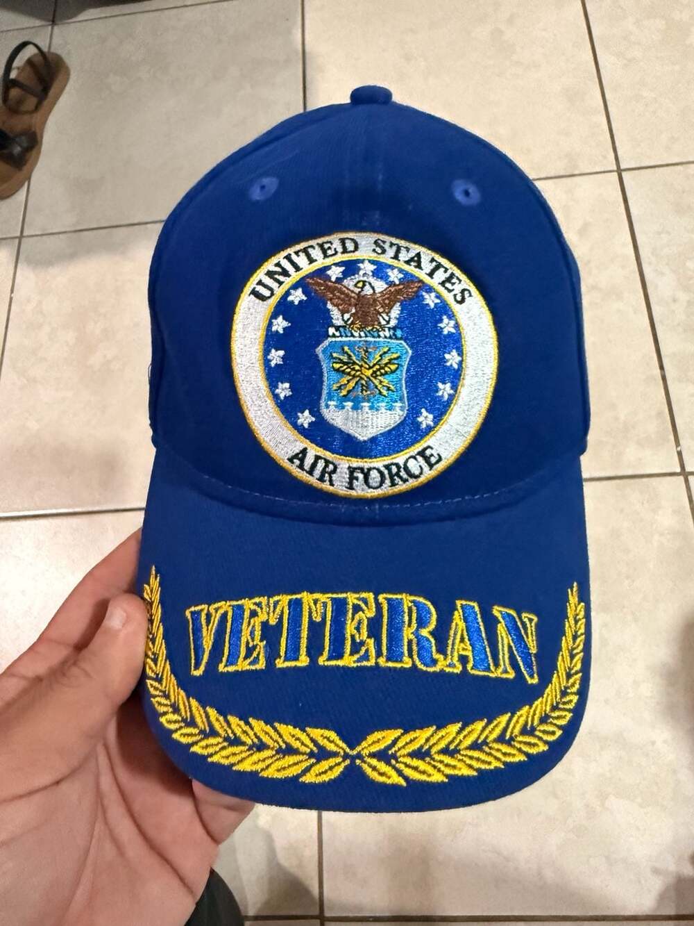 Officially Licensed U.S. Air Force Veteran Embroidered Blue Baseball Cap with Sc